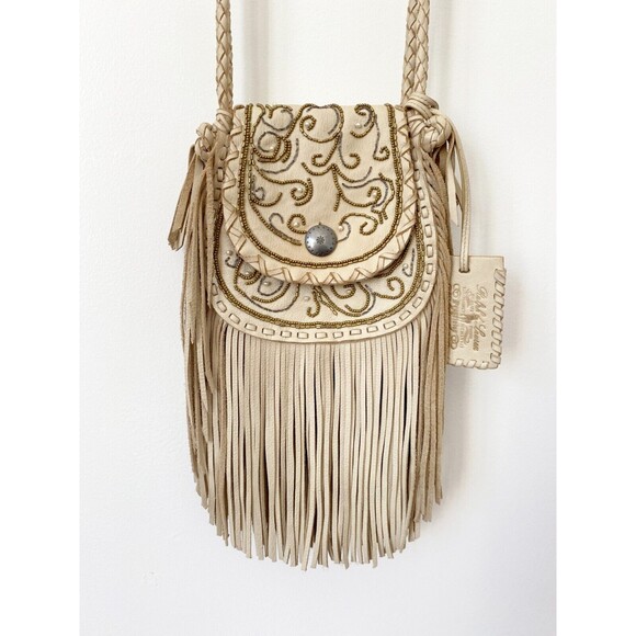 Ralph Lauren Cream Leather Fringe Beaded Crossbody Bag, 2011 Runway Collection - Picture 4 of 16
